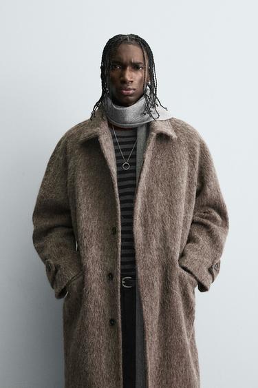 ЖАСАНДЫ ЖҮН ҚОСПАСЫНАН ТІГІЛГЕН ПӘЛТЕ - Құм түсті / Мергель Zara компаниясынан