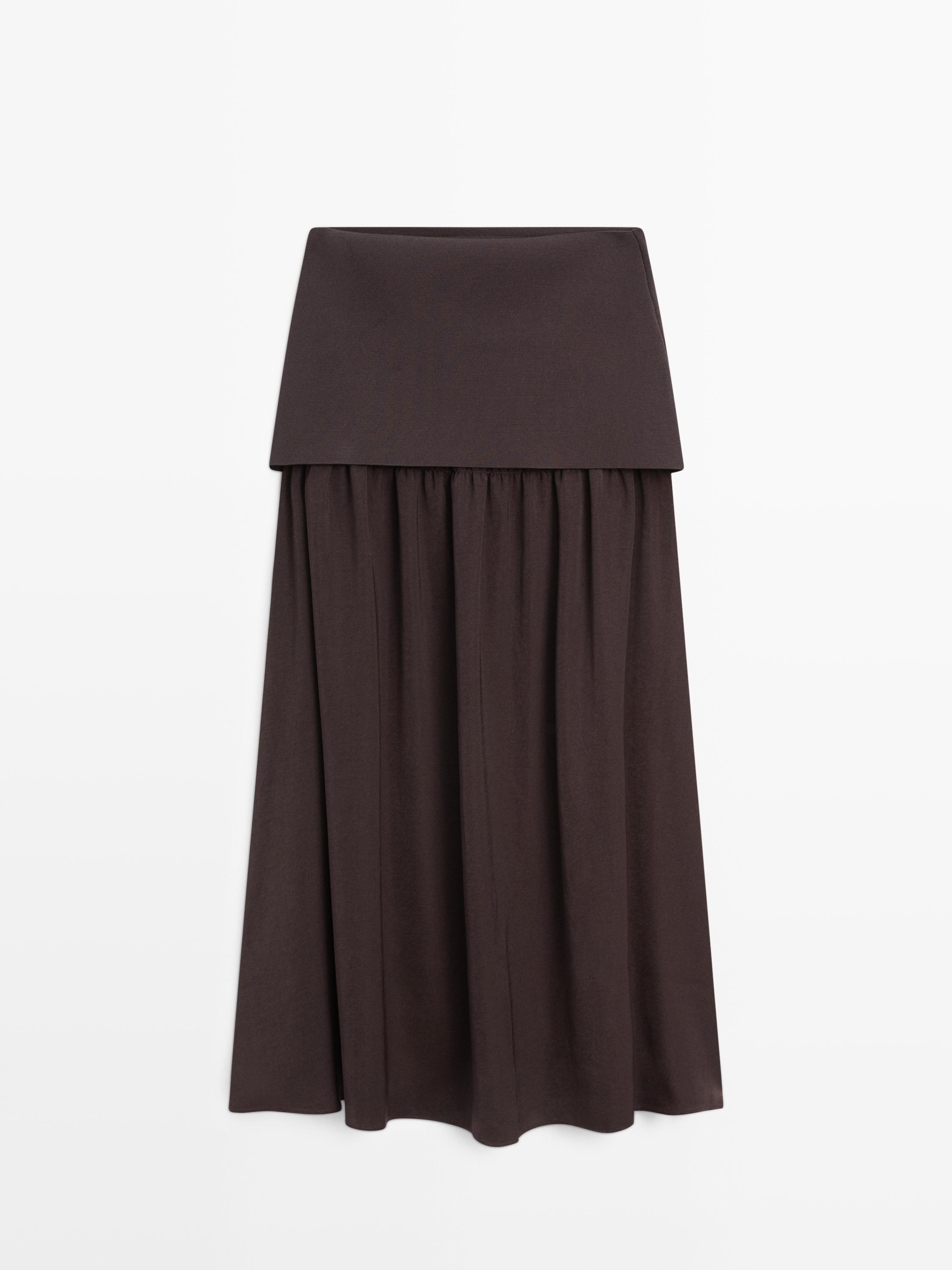 Jupe midi fluide combinée