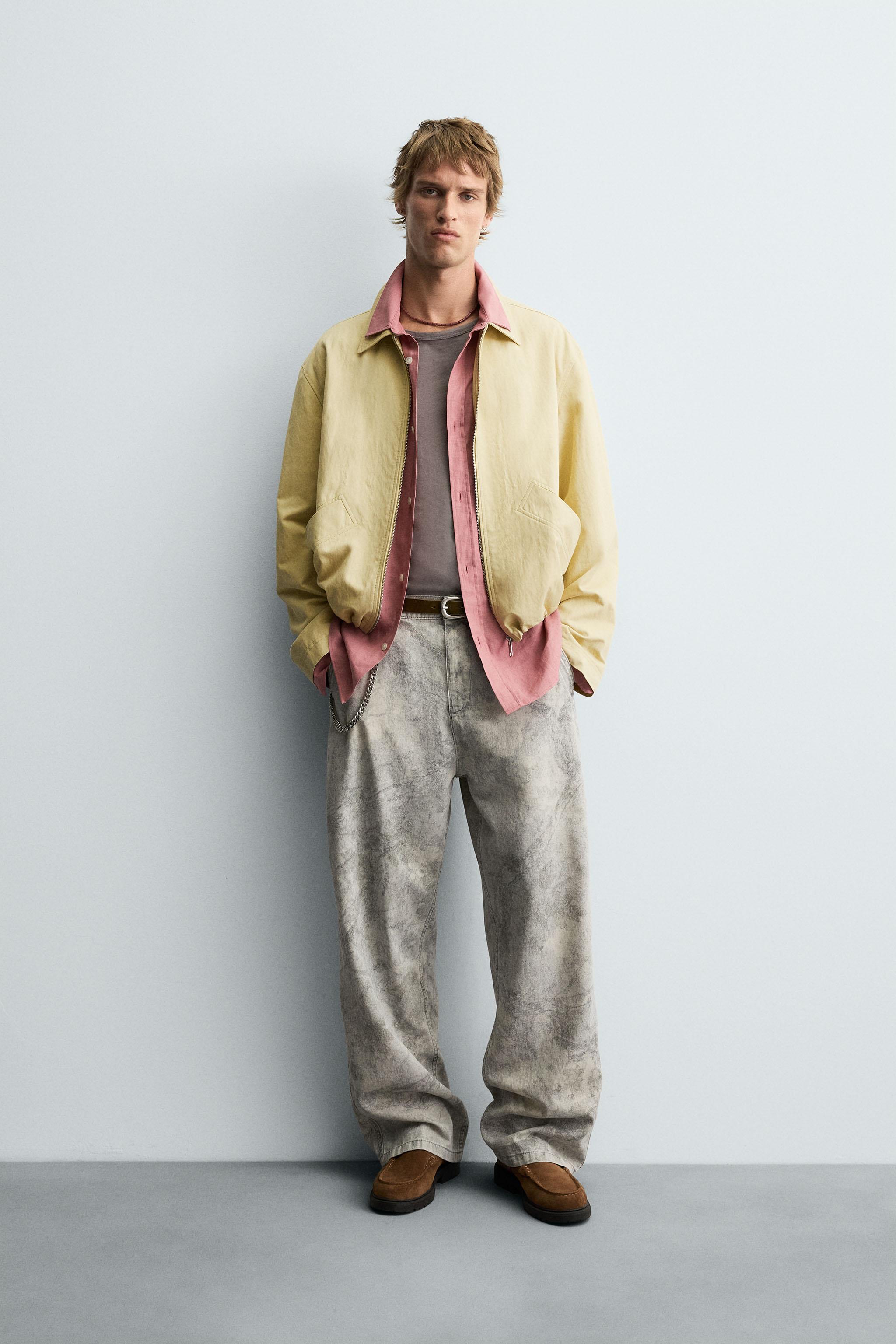 ZARA アブストラクト柄リラックスフィットパンツ jp34バギー デニム ZARA アブストラクト柄リラックスフィットパンツ jp32 バギー