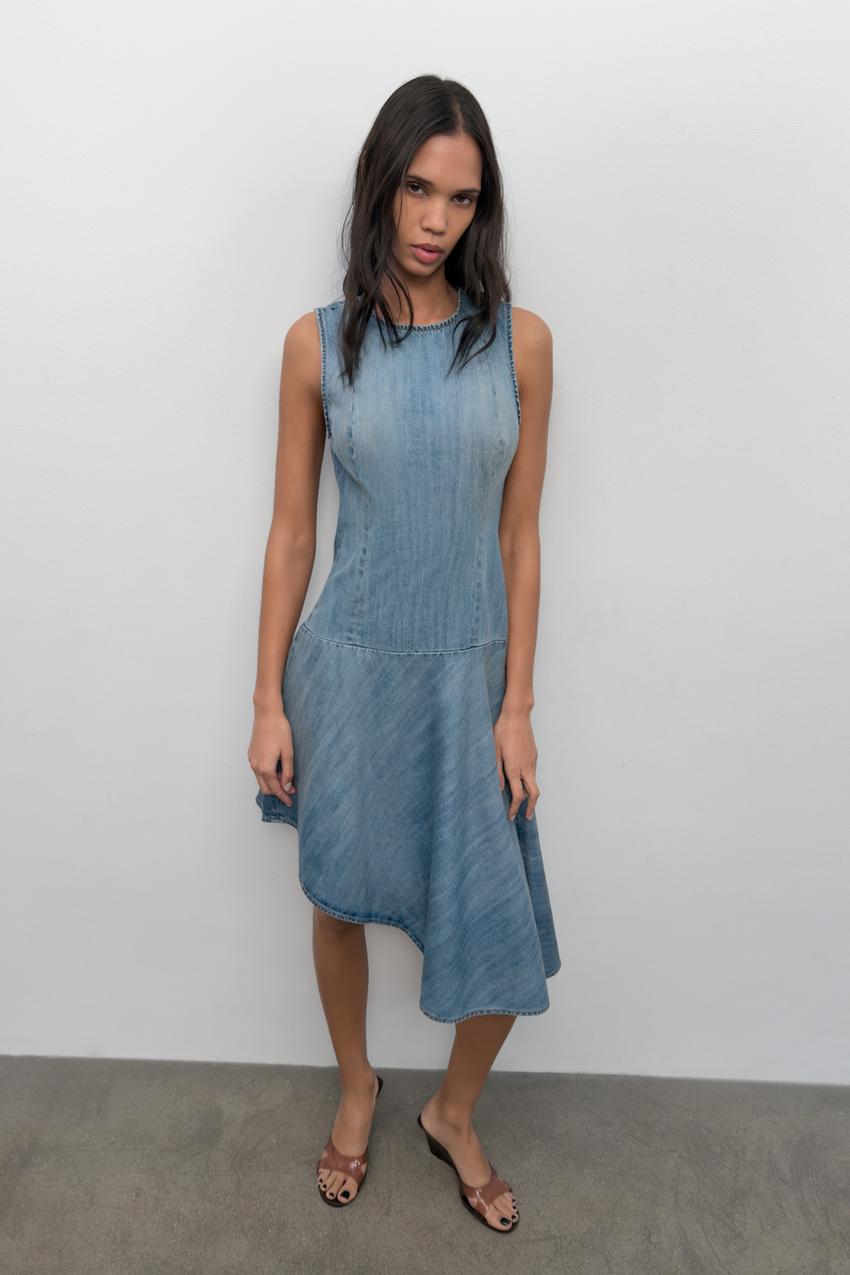 ASYMMETRIC TRF DENIM DRESS - Blue | ZARA United States ASYMMETRIC TRF DENIM DRESS - Blue | ZARA United States