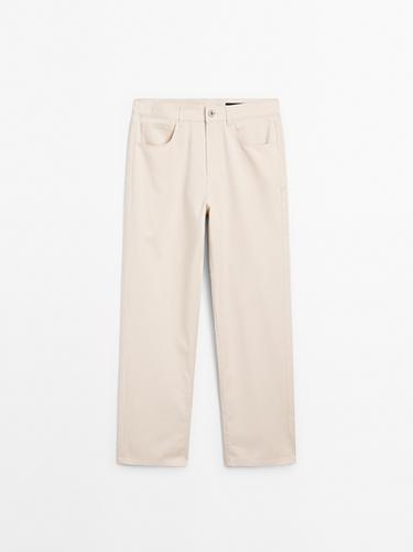 Zara Mid-waist straight-leg trousers - Ecru - Image 0