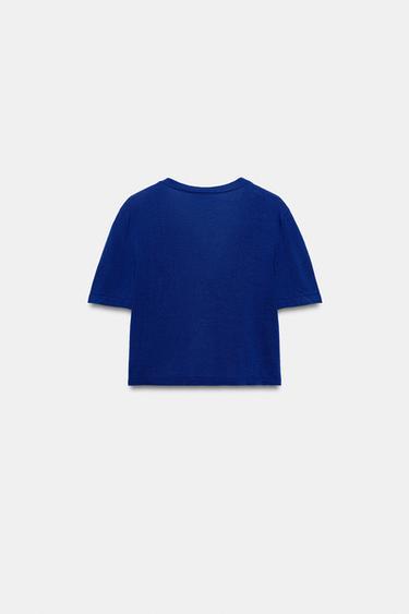 SHORT KNIT V-NECK CARDIGAN - Electric blue by Zara - Image 5