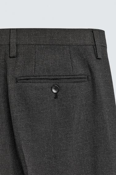 PANTALON DE COSTUME STRUCTURÉ À CARREAUX - Gris anthracite de Zara - Image 9