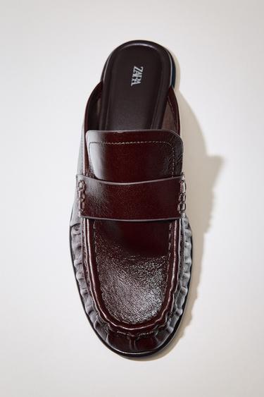 LEATHER MULE LOAFERS - Brown by Zara