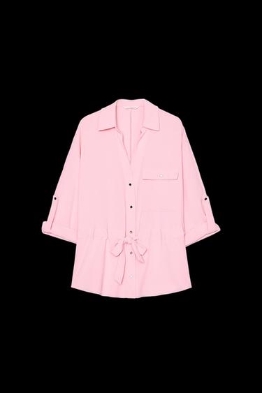 CAMISA CREPE SAFARI - Rosa de Zara - Imagen 0