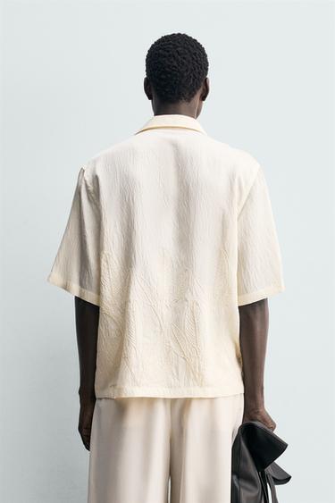 CHEMISE BRODERIE FLORALE - Écru / Chiné de Zara - Image 2