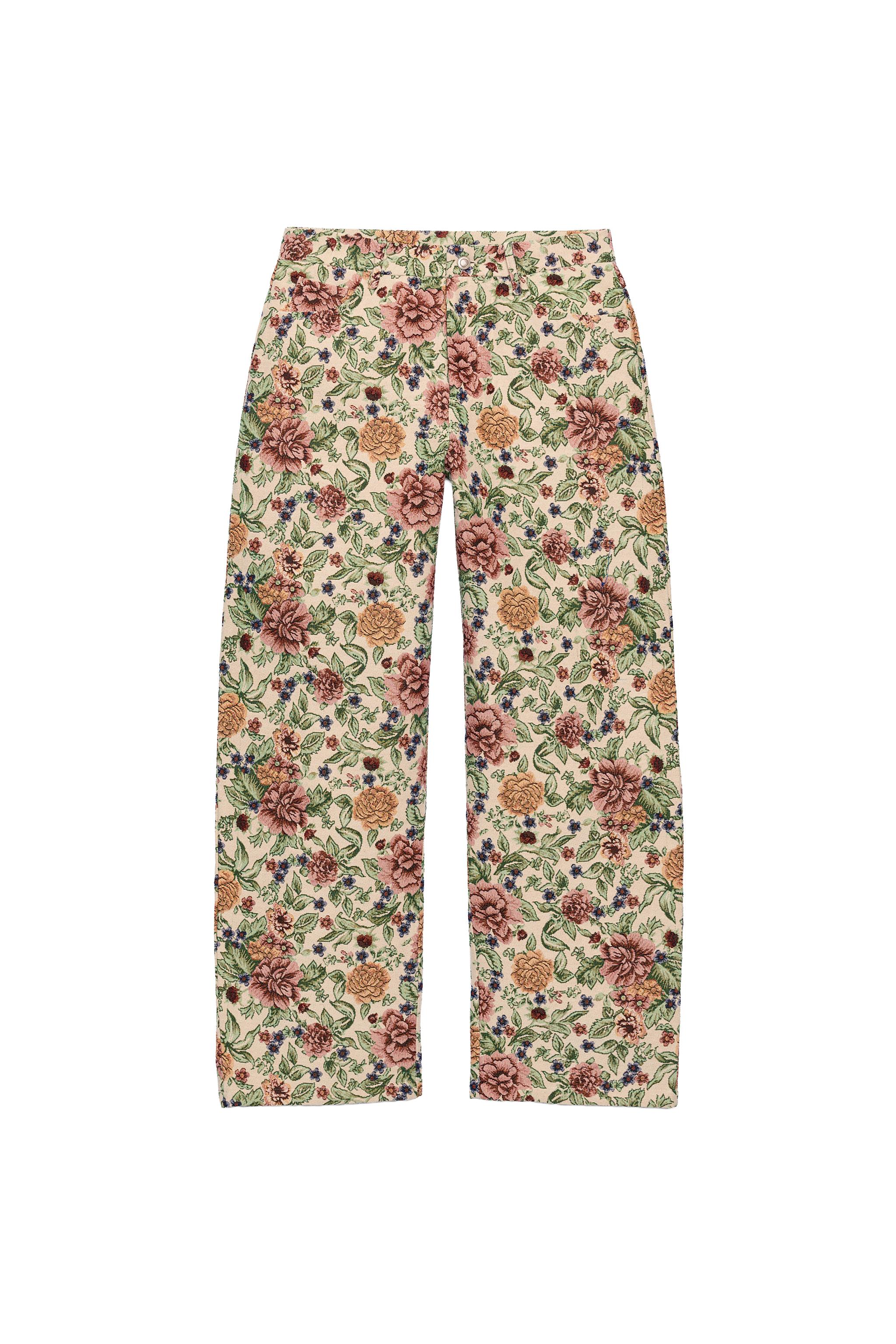 ZW COLLECTION JACQUARD FLORAL PANTS - Multicolored | ZARA United