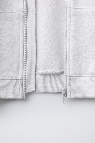 BASIC SLOGAN ZIP-UP HOODIE - Grey marl by Zara - Image 3