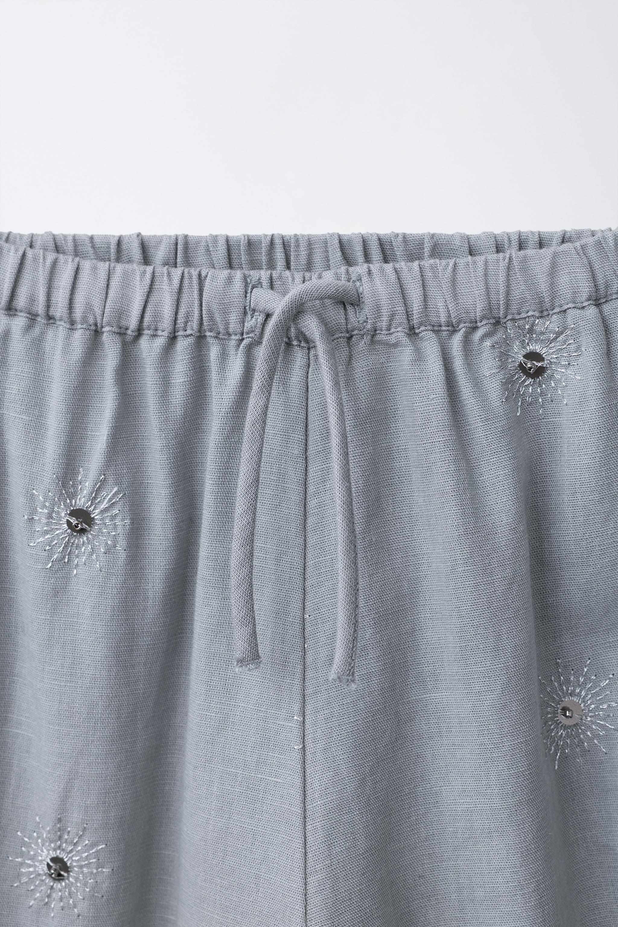 PANTALON PAILLETTES AVEC COTON ET LIN