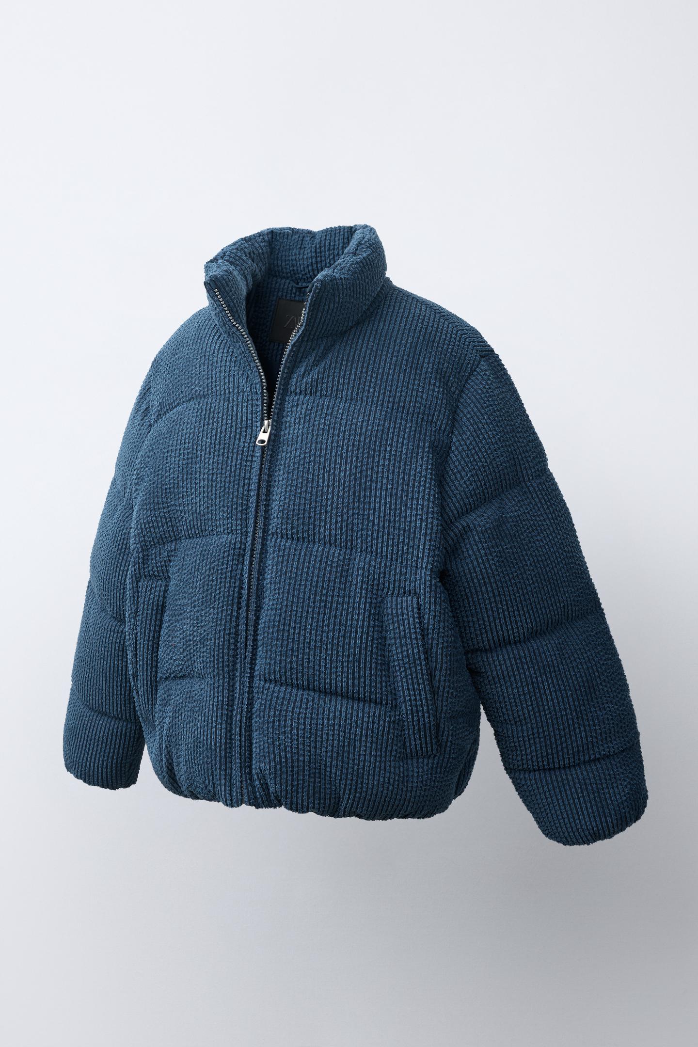 Детская куртка Zara Corduroy Puffer, цвет: Синий — фото 3