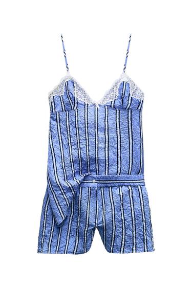 STRIPED CREASED-EFFECT PLAYSUIT