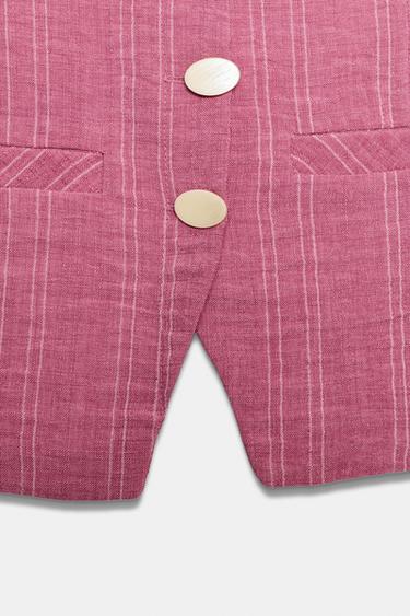 GILET HALTER À RAYURES ET LAÇAGES - Rose de Zara - Image 7