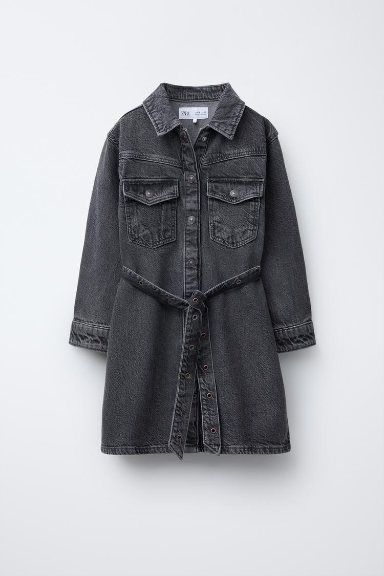 VESTIDO DENIM CINTURÓN Negro ZARA Chile