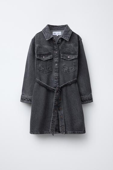 DENIM DRESS WITH BELT - Black by Zara