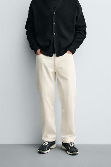 REGULAR FIT CORDUROY TROUSERS - Oyster-white by Zara