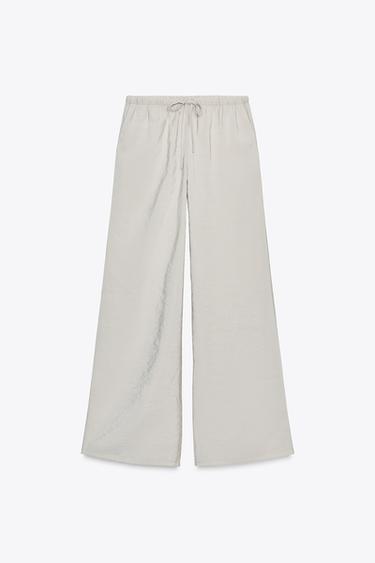 Zara FLOWY PALAZZO PANTS - Ice