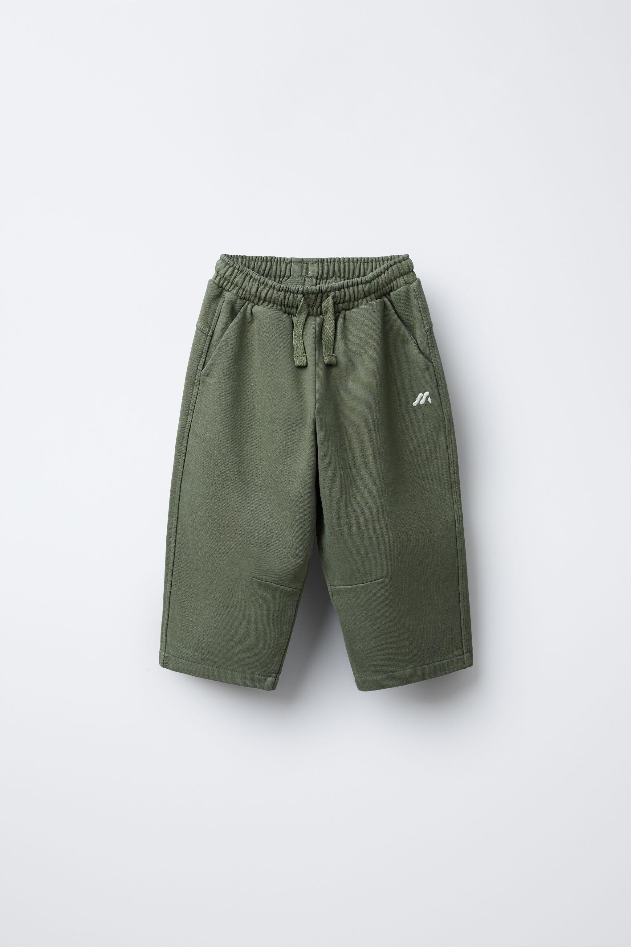 STRAIGHT LOGO PLUSH PANTS - Khaki | ZARA United States