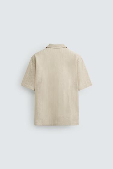 OPEN WEAVE HERRINGBONE SHIRT - Light beige by Zara - Image 7