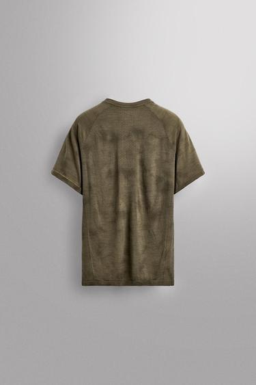 WOOL BLEND BASE LAYER T-SHIRT - Green by Zara - Image 8