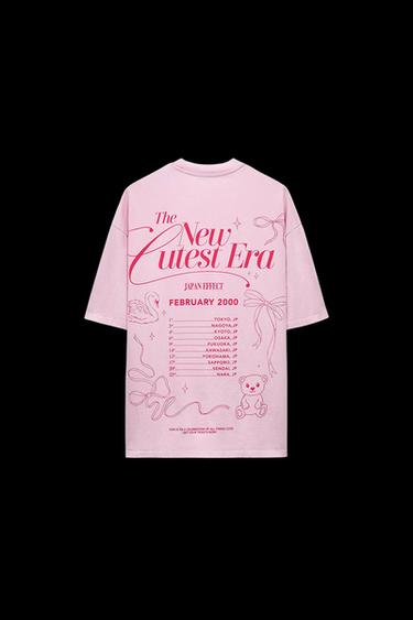 Zara PRINTED WASHED EFFECT T-SHIRT - Pink