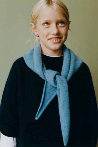 CASHMERE TRIANGULAR SCARF - Blue marl by Zara
