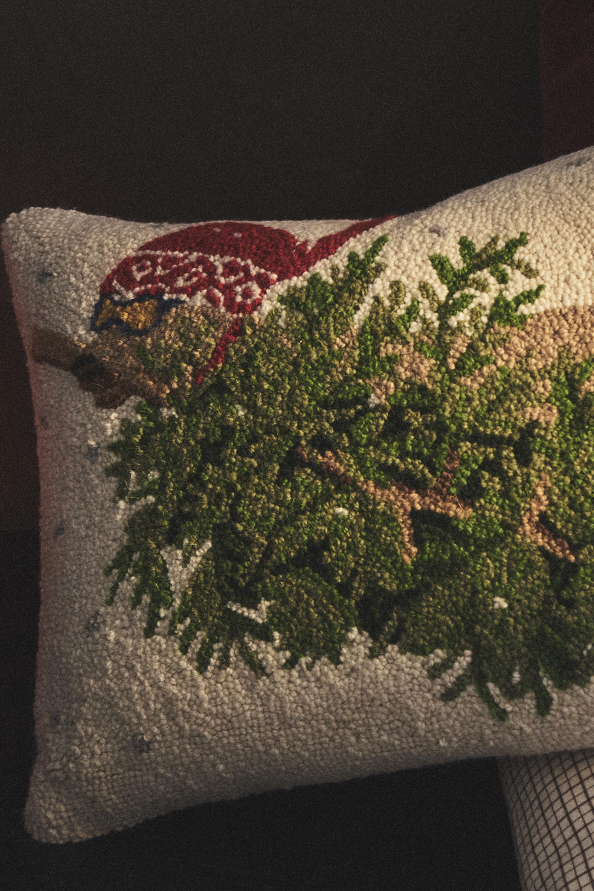 CHRISTMAS TREE DOG WOOL THROW PILLOW COVER