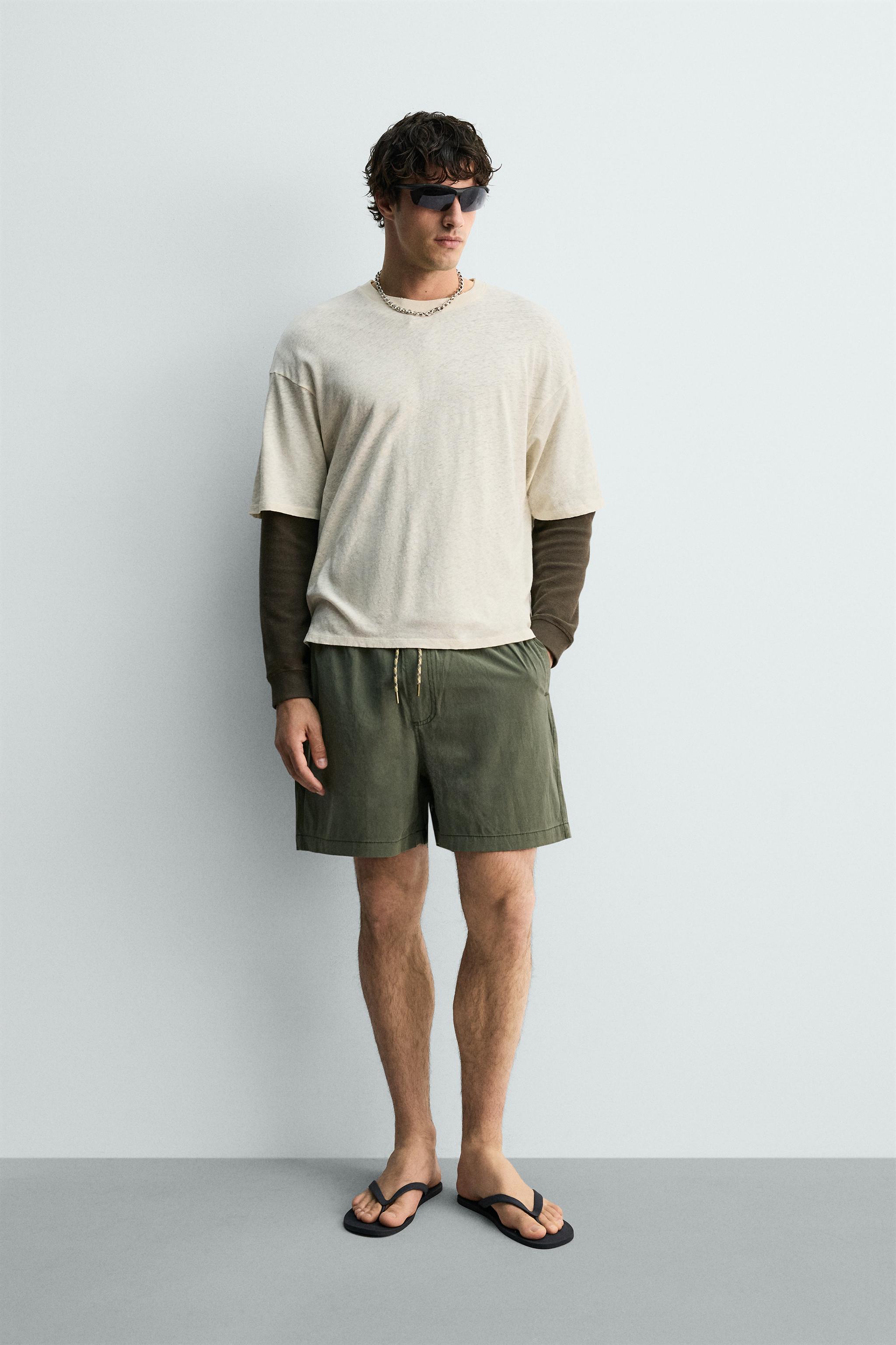 Мужские футболки Zara WASHED COTTON-LINEN HAWAII T-SHIRT