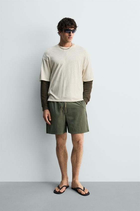 WASHED COTTON-LINEN HAWAII T-SHIRT from Zara - $45.90
