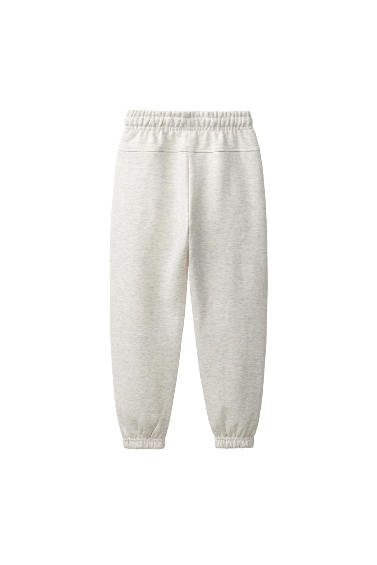 SOLID FLEECE JOGGERS WITH LABEL — Ecru / Marl