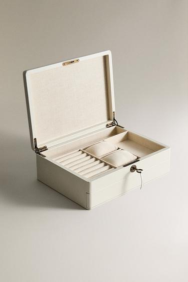 LEATHER JEWELLERY BOX WITH KEY - White by Zara - Image 1