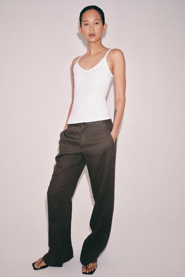 ÁO HAI DÂY VẢI GÂN - Màu trắng từ Zara