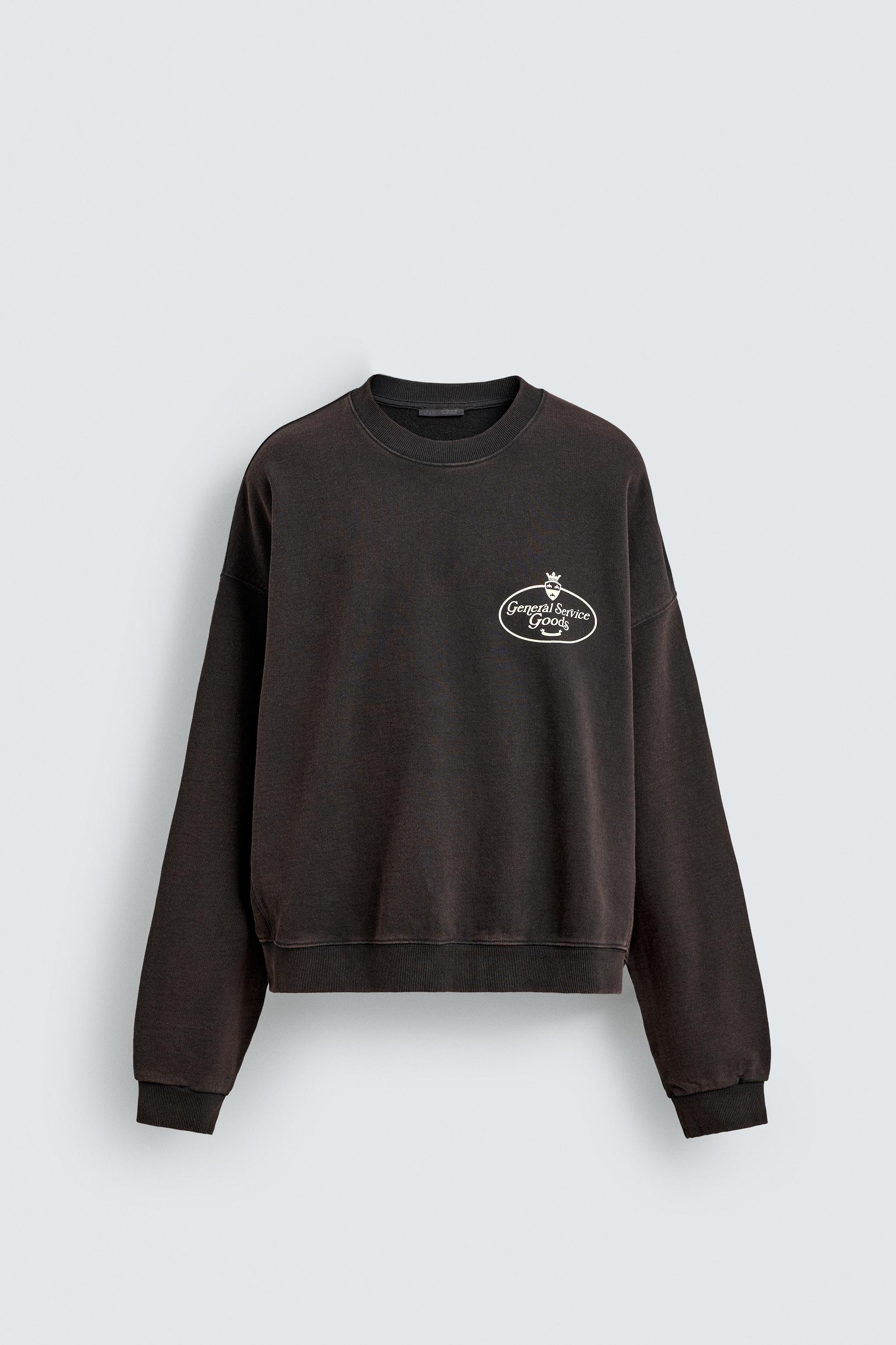WASHED SWEATSHIRT WITH PRINTED TEXT