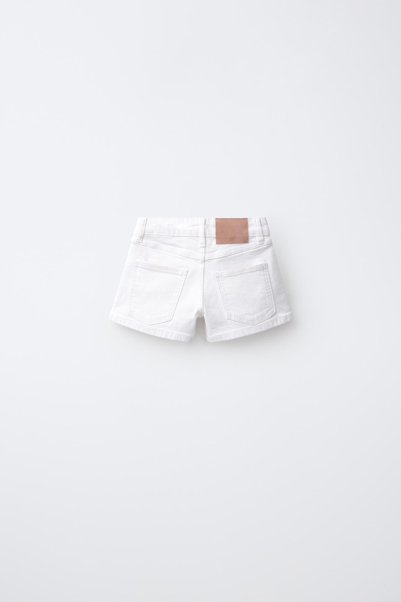 FLORAL RHINESTONE DENIM SHORTS — White