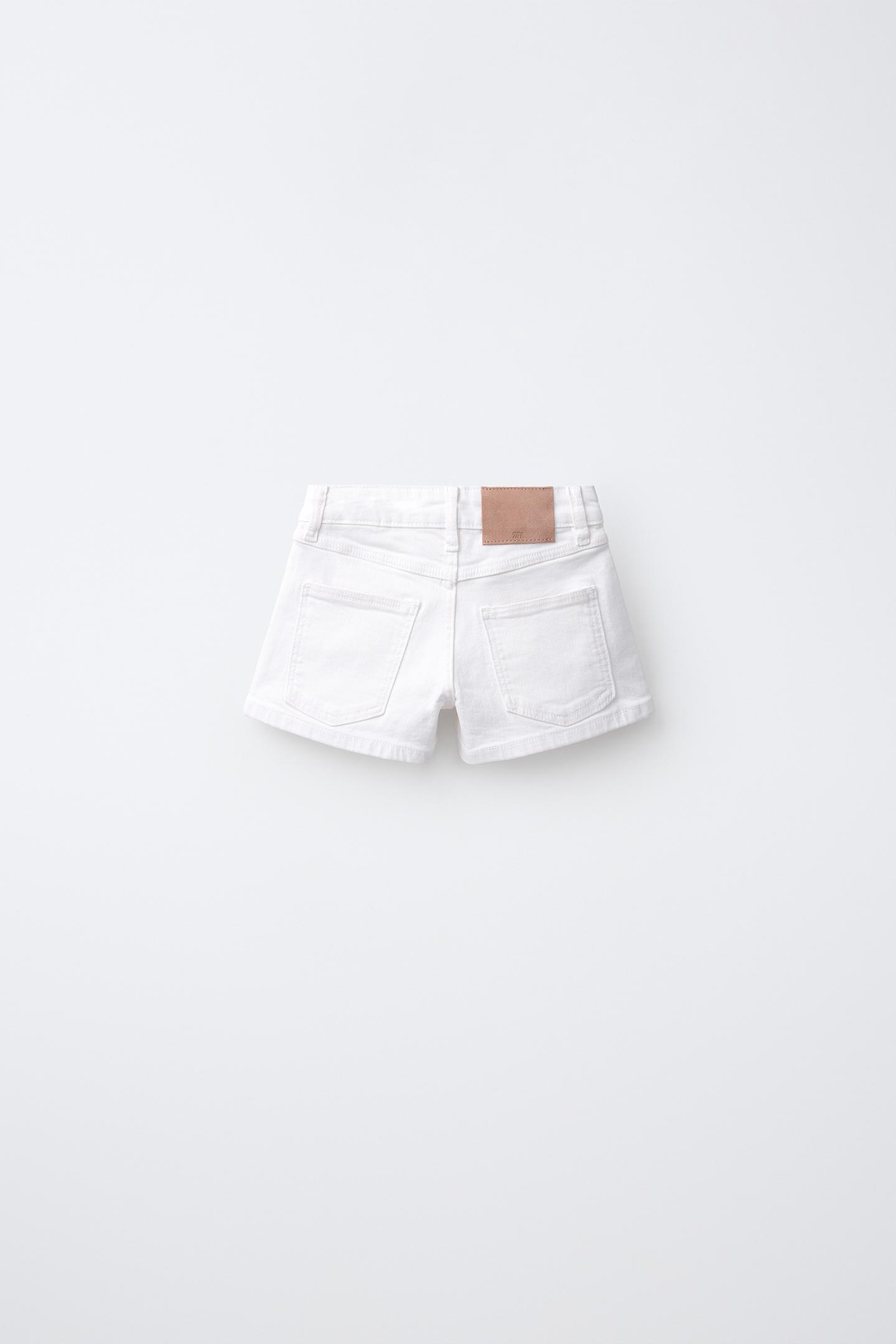 Детские шорты Zara Floral Rhinestone Denim Shorts, цвет: Белый — фото 2