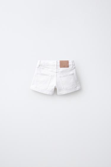FLORAL RHINESTONE DENIM SHORTS — White 2