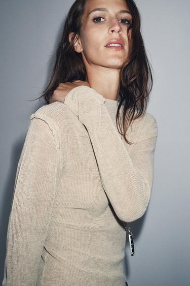 HIGH NECK KNIT JUMPER - Sand by Zara