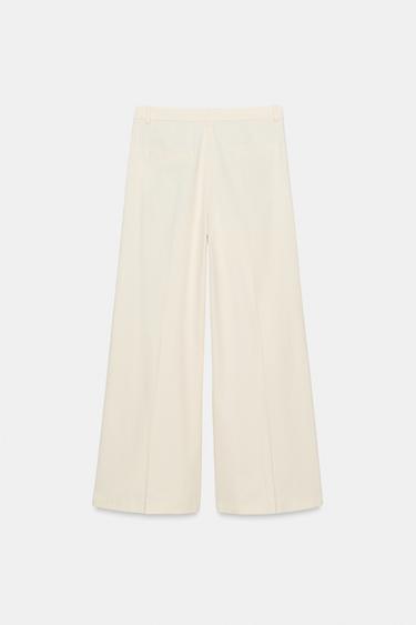 ZW COLLECTION PLEATED WIDE-LEG TROUSERS - Ecru by Zara - Image 6