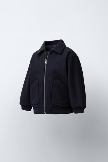 SYNTHETIC WOOL JACKET WITH POCKETS - Navy blue by Zara - Image 1