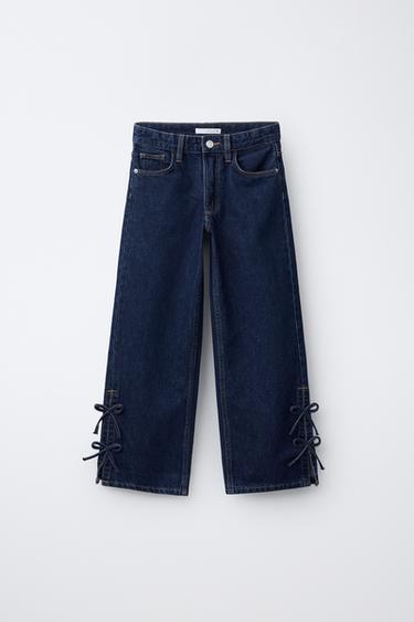 WIDE-LEG JEANS WITH BOWS - Blue by Zara