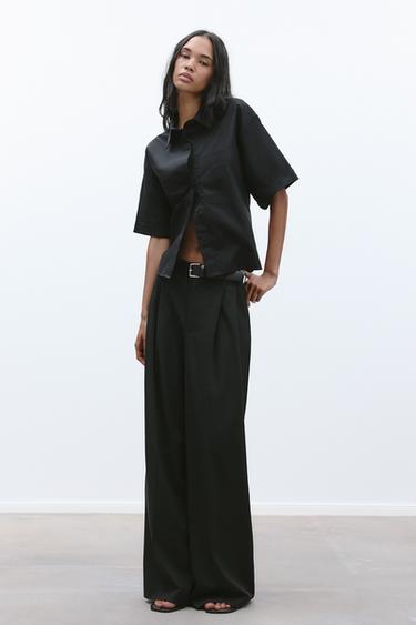 DOUBLE PLEAT TROUSERS WITH BELT - Black by Zara