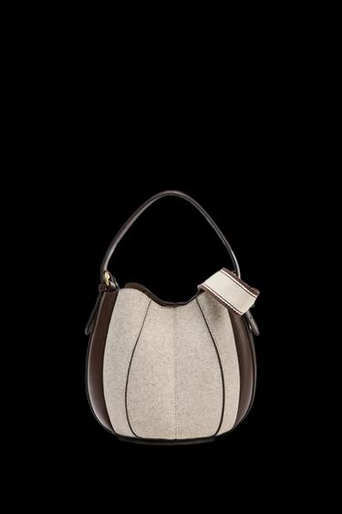 TOPSTITCH FABRIC BUCKET BAG - Ecru by Zara - Image 0