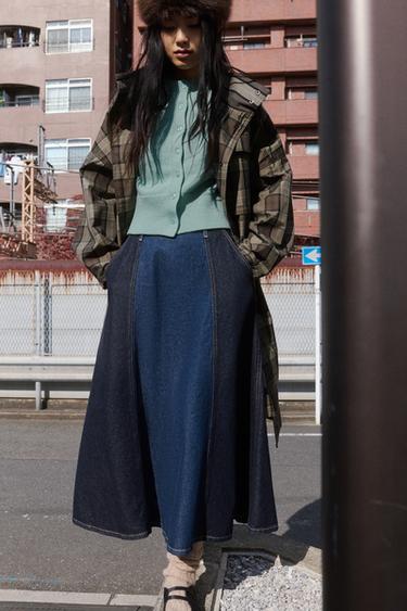 Z1975 데님 미디 스커트 - Zara 블루