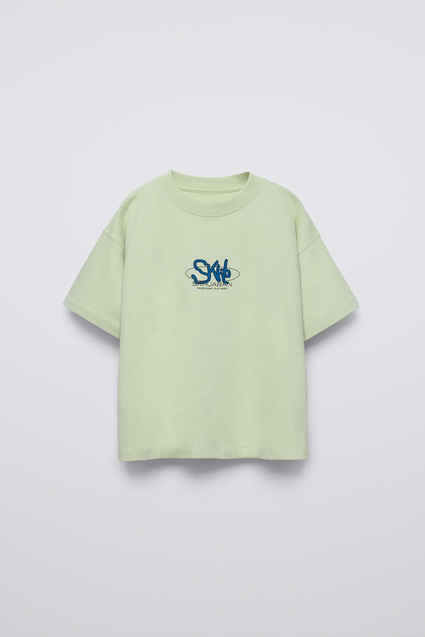 プリント Tシャツ - ミディアムグリーン | ZARA Japan / 日本