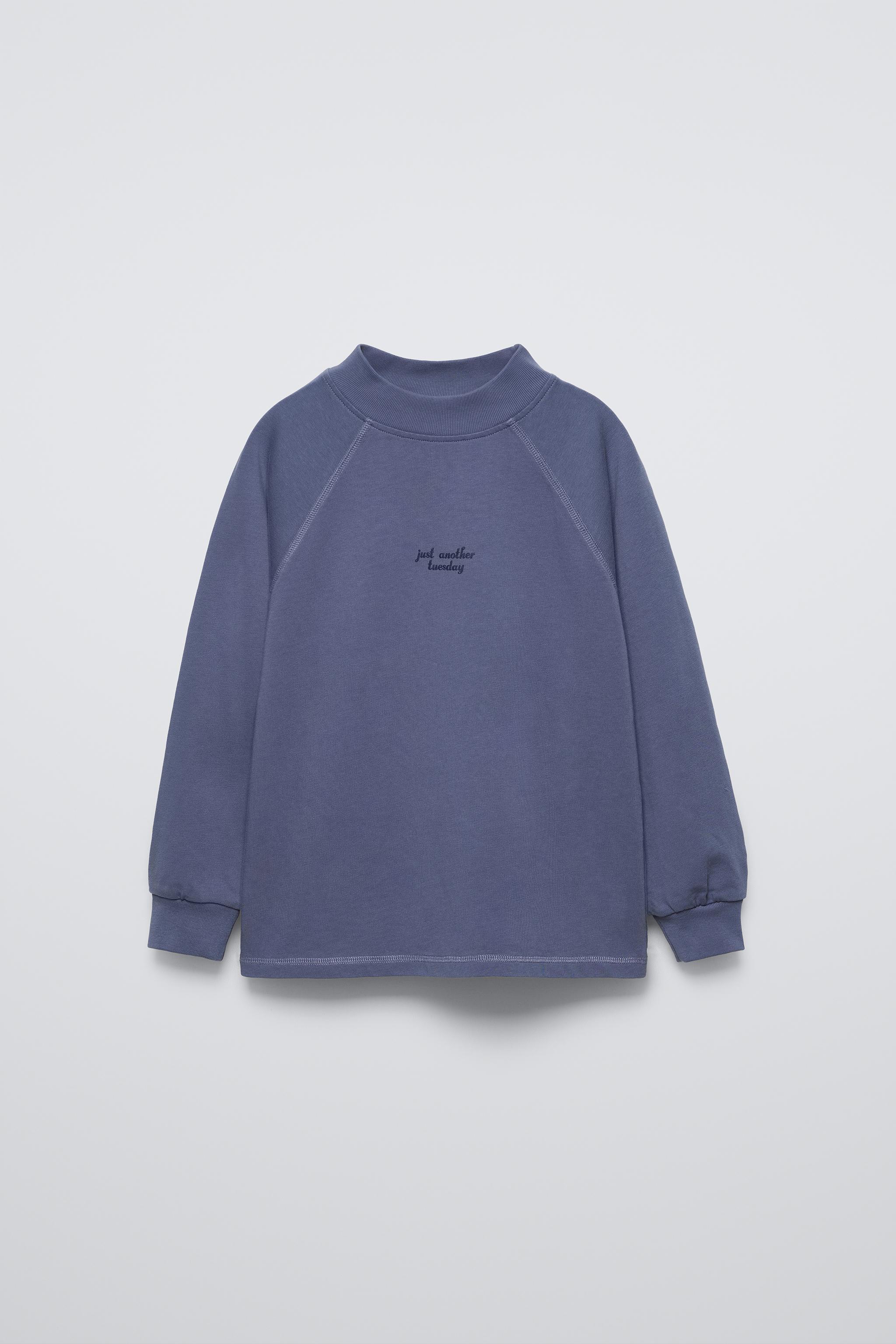 ★ドイツ発*ZARA*新作*SLOGAN レイズドパネルTシャツ/BLUE★ 00613650401-e1.jpg?ts=