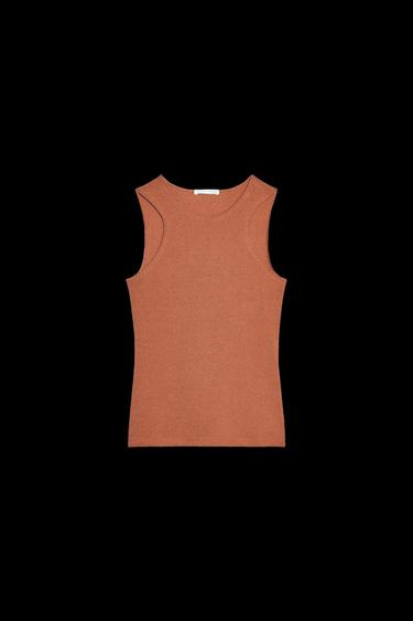 SLEEVELESS LINEN BLEND T-SHIRT - Terracotta by Zara - Image 0