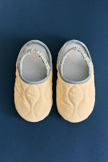 CHILDREN'S QUILTED MULE SLIPPERS - Ecru White by Zara