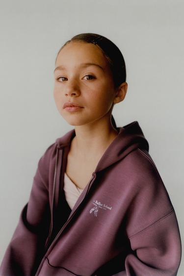 HOODIE WITH ZIP AND MODAL BALLET - Pink by Zara