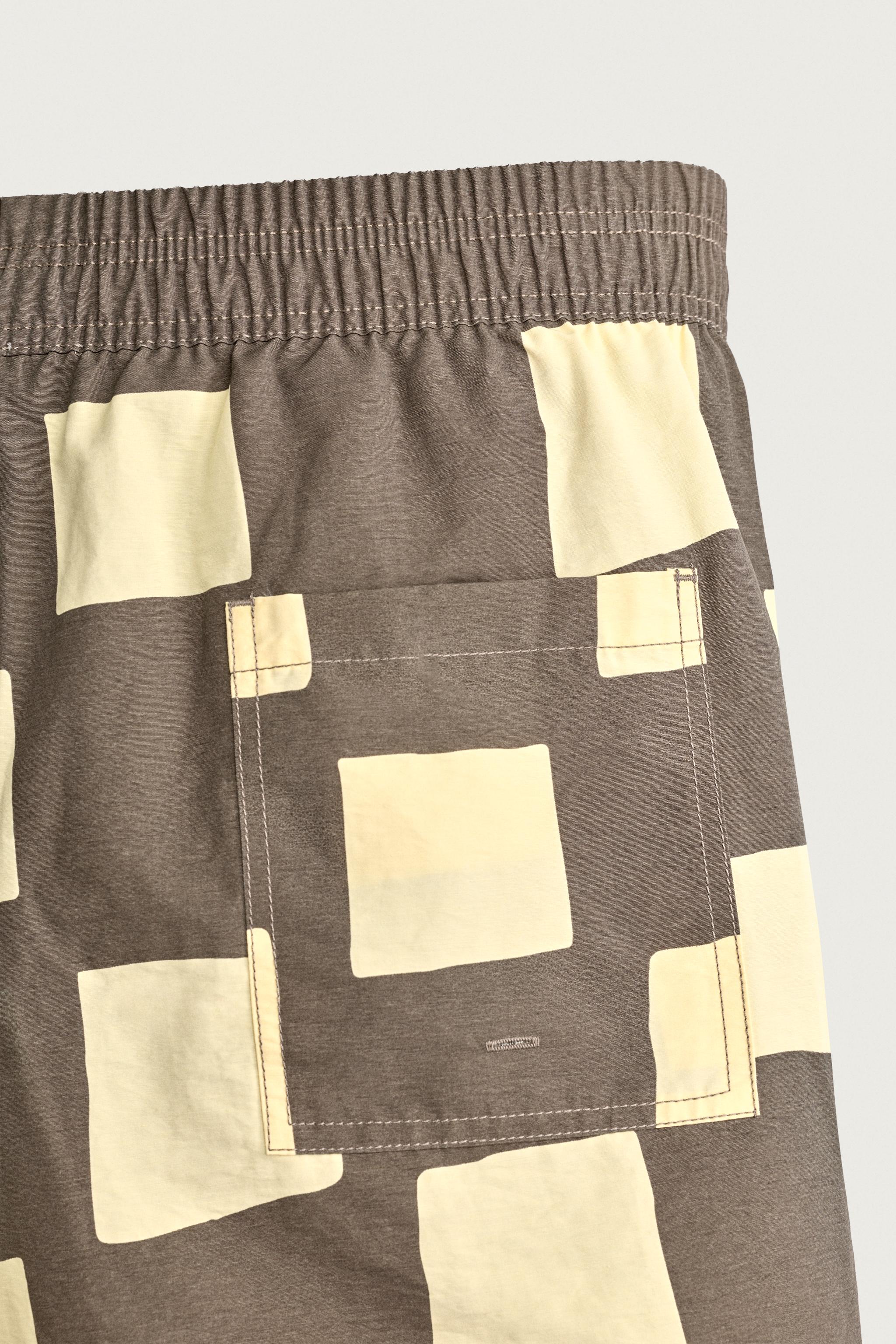 MAILLOT DE BAIN LONG À CARREAUX CONTRASTÉS
