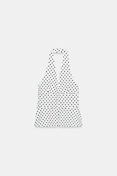STRETCH HALTER NECK TOP WITH DOTS - Black / White by Zara