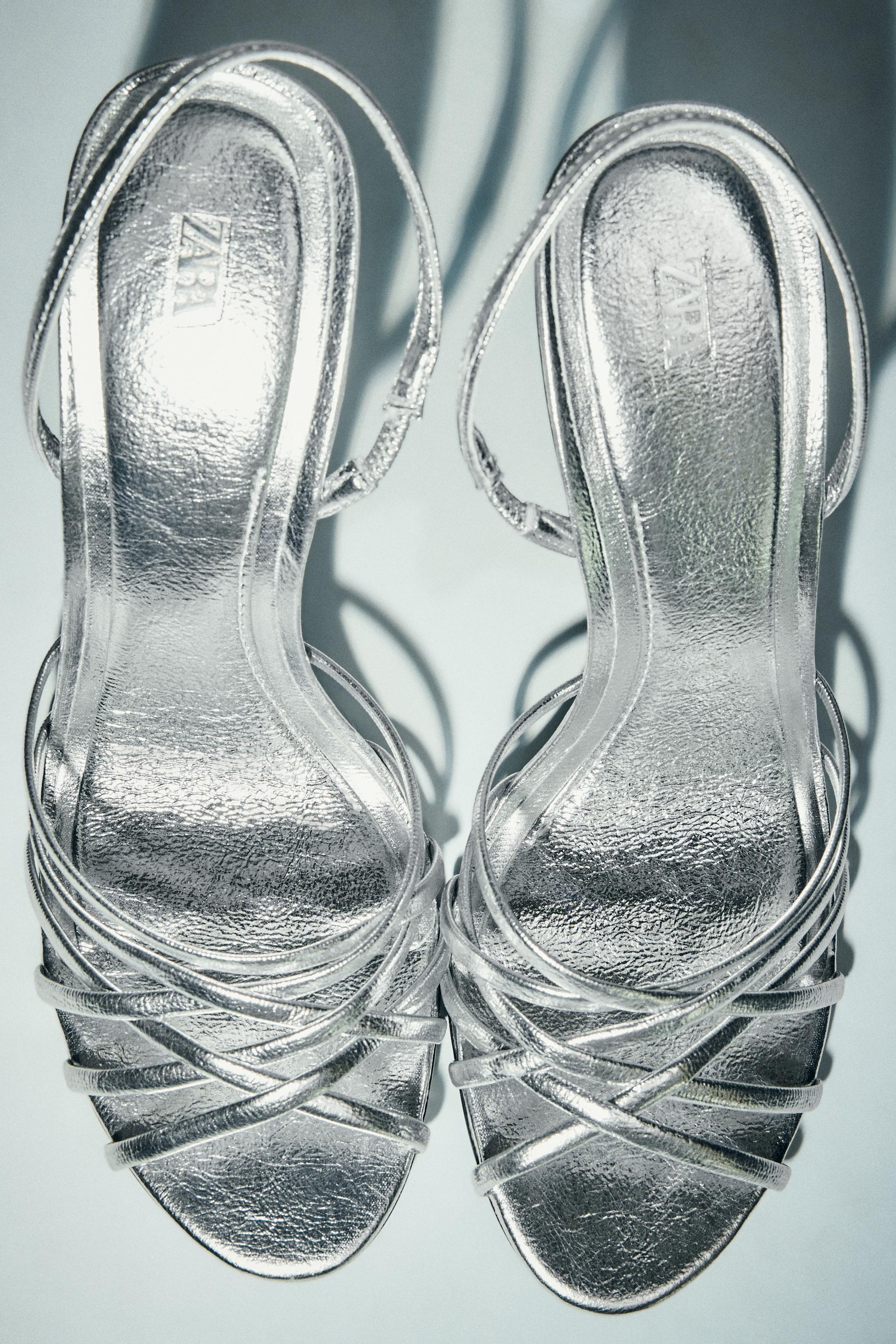 メレナ METALLIC EFFECT HEELED SANDALS - Silver | ZARA Mexico